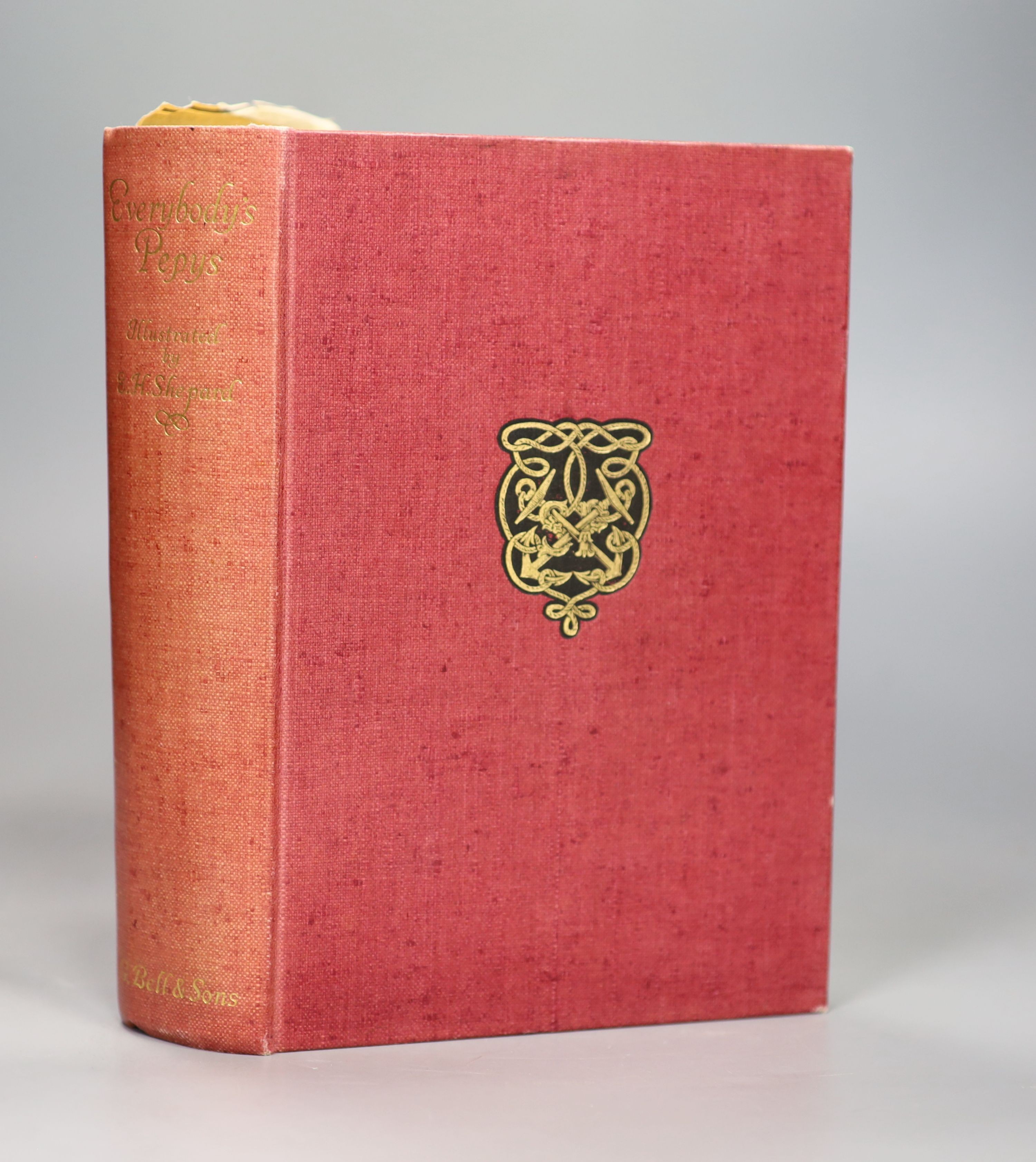 Pepys, Samuel (edited and abridged by O.F. Morshead) - Everybody’s Pepys, 8vo, red cloth, one of 350, signed by the illustrator Ernest Shepard, G. Bell & Sons, London, 1926